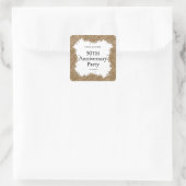 50th Wedding Anniversary Gold Faux Glitter Quadratischer Aufkleber (Tasche)