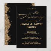 50th Wedding Anniversary Gold Faux Glitter Script Einladung (Vorne/Hinten)