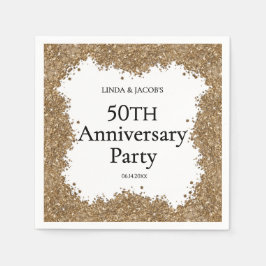 50th Wedding Anniversary Gold Faux Glitter  Serviette
