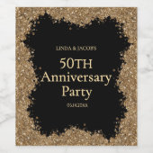 50th Wedding Anniversary Gold Faux Glitter Weinetikett (Einzelnes Label)
