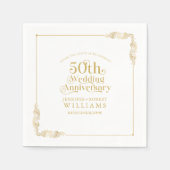 50th Wedding Anniversary Gold Floral Frame Serviette (Vorderseite)