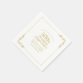 50th Wedding Anniversary Gold Floral Frame Serviette (Ecke)