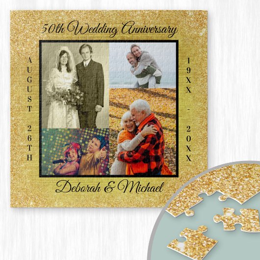 50th Wedding Anniversary Gold Personalized Foto Puzzle