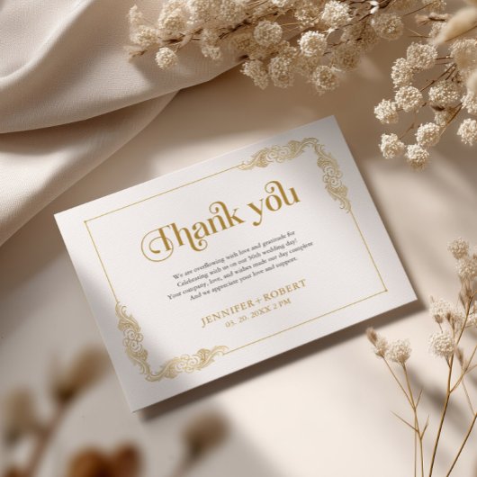 50th Wedding Anniversary Gold Typography Dankeskarte