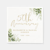 50th Wedding Anniversary Greenery Gold Script Serviette (Vorderseite)