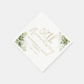 50th Wedding Anniversary Greenery Gold Script Serviette (Ecke)