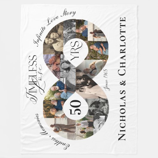 50th Wedding Anniversary Infinity Photo Collage Fleecedecke (Vorderseite)