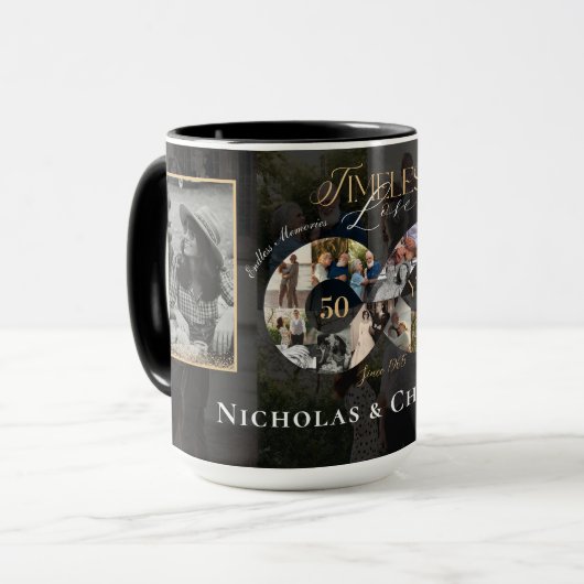 50th Wedding Anniversary Infinity Photo Collage Tasse (Vorderseite Links)