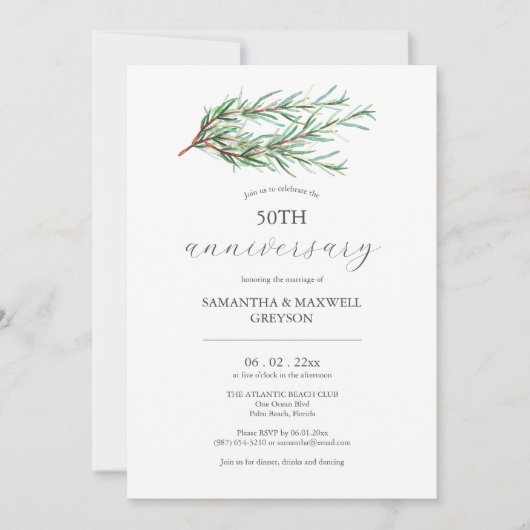50th Wedding Anniversary Invitations Botanical Einladung (Vorderseite)