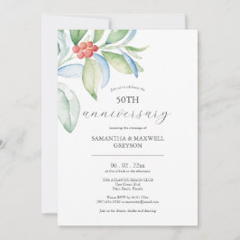50th Wedding Anniversary Invites Festive Greenery Einladung