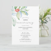 50th Wedding Anniversary Invites Festive Greenery Einladung (Stehend Vorderseite)