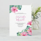50th Wedding Anniversary Invites Hibiscus Flowers (Stehend Vorderseite)