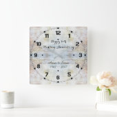 50th Wedding Anniversary Marble Pattern Quadratische Wanduhr (Zuhause)