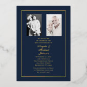 50th Wedding Anniversary Navy Gold Border   Folieneinladung (Vorderseite)