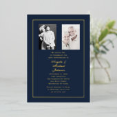 50th Wedding Anniversary Navy Gold Border   Folieneinladung (Stehend vorne)