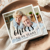 50th Wedding Anniversary Photo Black Script Cheers Serviette