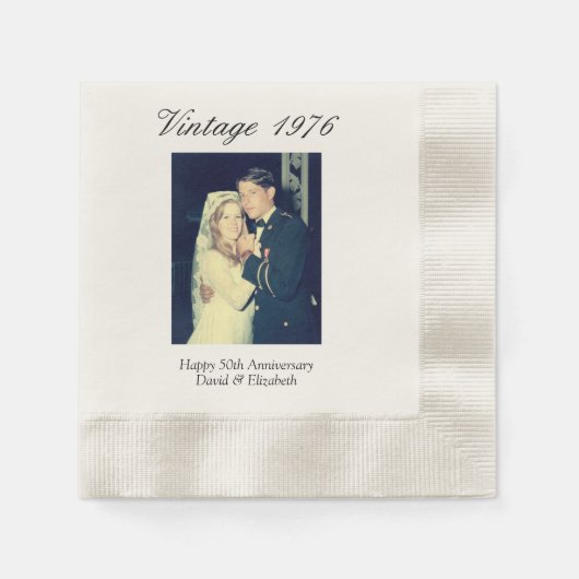 50th Wedding Anniversary Photo Elegant Retro Serviette (Vorderseite)
