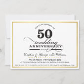 50TH WEDDING ANNIVERSARY Stilgold schwarz einladen Einladung (Vorderseite)