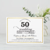 50TH WEDDING ANNIVERSARY Stilgold schwarz einladen Einladung (Stehend Vorderseite)