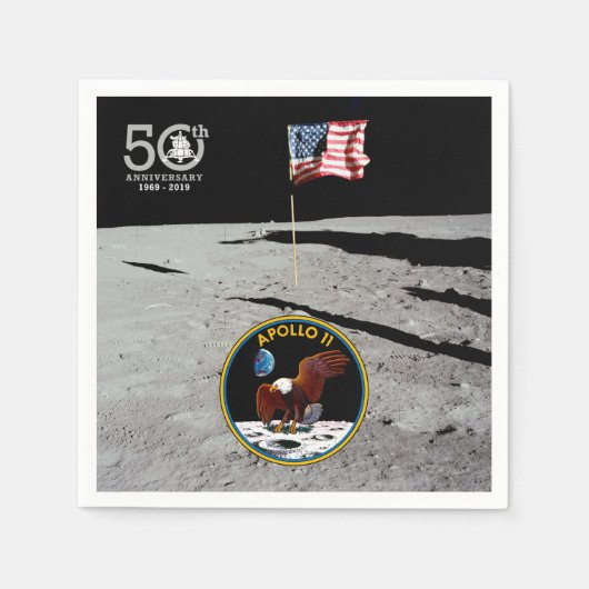 50th Years Moon Landing, Insigna & American Fahne: Serviette (Vorderseite)