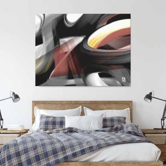 50x38" Trend Abstract Art Black White Powdery Leinwanddruck (Insitu (Schlafzimmer))