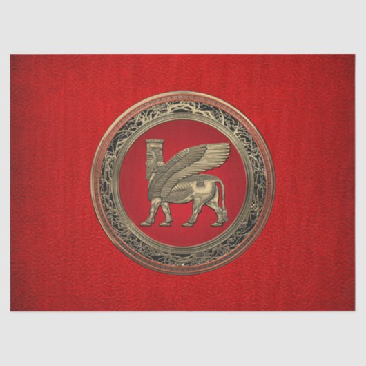 [510] Assyrian Winged Bull - Gold Lamassu Seidenpapier (Vorderseite)