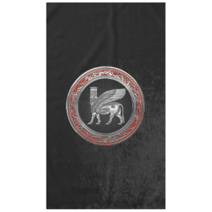[510] Assyrian Winged Bull - Silver Lamassu Tischdecke