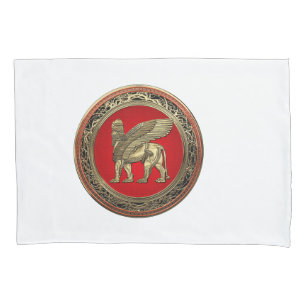 [510] Assyrian Winged Lion - Gold Lamassu Kissenbezug