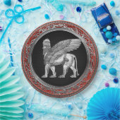 [510] Assyrian Winged Lion - Silver Lamassu Pappteller (Party)