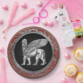 [510] Assyrian Winged Lion - Silver Lamassu Pappteller (Party)
