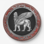 [510] Assyrian Winged Lion - Silver Lamassu Pappteller (Vorderseite)