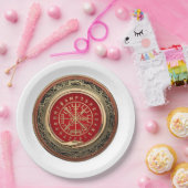 [510] Vegvisir - Viking Gold Magic Runic Compass Pappteller (Party)