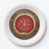 [510] Vegvisir - Viking Gold Magic Runic Compass Pappteller (Vorderseite)