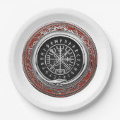 [510] Vegvisir - Viking Silver Magic Runic Compass Pappteller (Vorderseite)