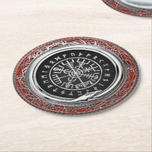 [510] Vegvisir - Viking Silver Magic Runic Compass Runder Pappuntersetzer