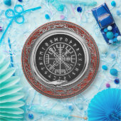 [510] Vegvisir - Vikings silberner magischer Runic Pappteller (Party)