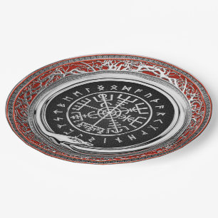 [510] Vegvisir - Vikings silberner magischer Runic Pappteller