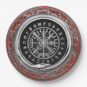 [510] Vegvisir - Vikings silberner magischer Runic Pappteller (Vorderseite)