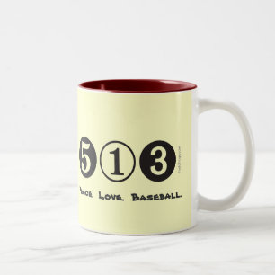 513 Ortsnetzkennzahl-FriedensLiebe-Baseball-Tasse Zweifarbige Tasse