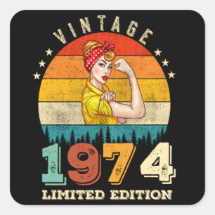 51. Geburtstag 1974 Vintage 51. Geburtstag Frauen Quadratischer Aufkleber