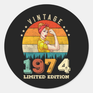 51. Geburtstag 1974 Vintage 51. Geburtstag Frauen Runder Aufkleber