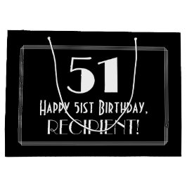51. Geburtstag: Art Deco Inspiriert Stil "51", Nam Große Geschenktüte