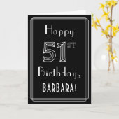 51. Geburtstag: Art Deco Stil # 51 & Individuelle Karte (Gelbe Blume)