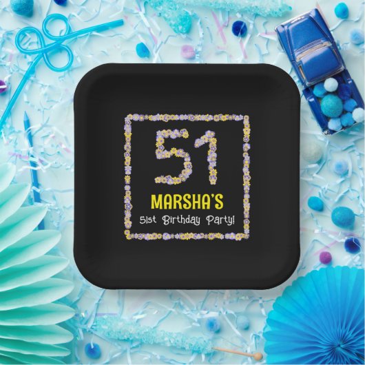 51. Geburtstag: Blumennummer, Individuelle Name, B Pappteller (Party)