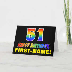 51. Geburtstag: Bold, Fun, Simple, Rainbow 51 Karte
