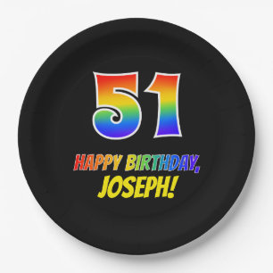 51. Geburtstag: Bold, Fun, Simple, Rainbow 51 Pappteller