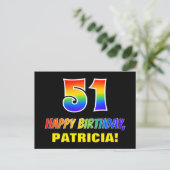 51. Geburtstag: Bold, Fun, Simple, Rainbow 51 Postkarte (Stehend Vorderseite)