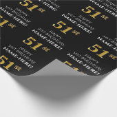 51. Geburtstag: Elegant, schwarz, Imitate Gold Loo Geschenkpapier (Ecke)