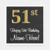 51. Geburtstag ~ Elegante Luxuriöse Imitate Gold L Serviette (Vorderseite)