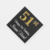 51. Geburtstag ~ Elegante Luxuriöse Imitate Gold L Serviette (Ecke)